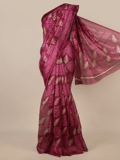 

Pothys Purple & Beige Floral Printed Saree