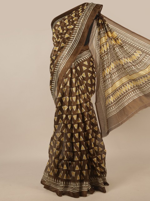 

Pothys Brown & White Printed Saree