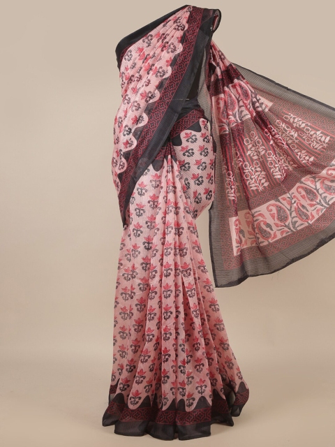 

Pothys Pink & Black Floral Saree