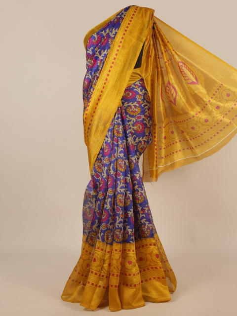 

Pothys Blue & Beige Floral Saree