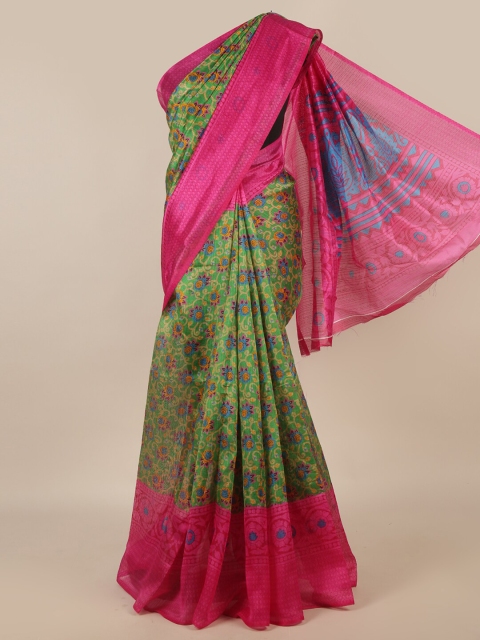 

Pothys Green & Magenta Floral Printed Saree