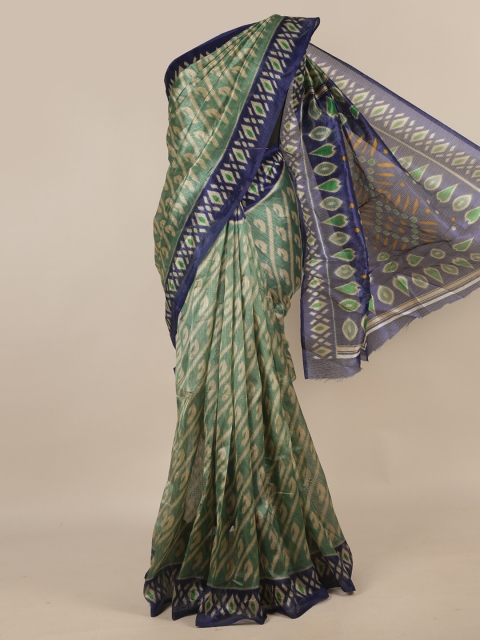 

Pothys Green & Navy Blue Ethnic Motifs Saree