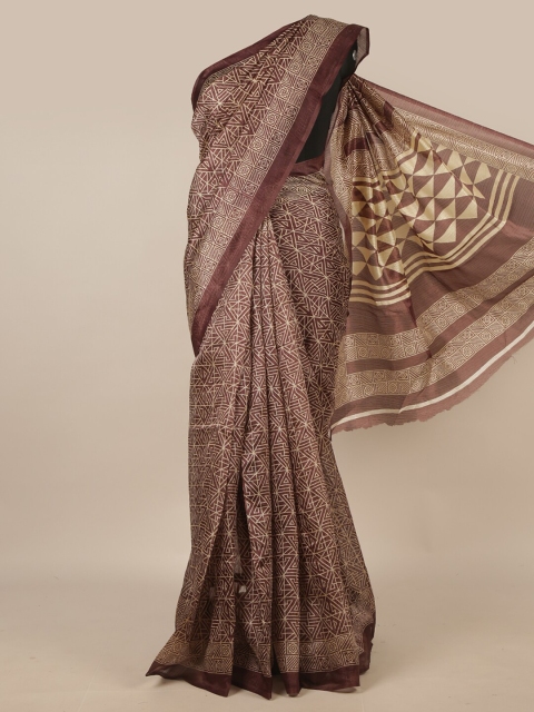 

Pothys Brown & Beige Geometric Printed Saree