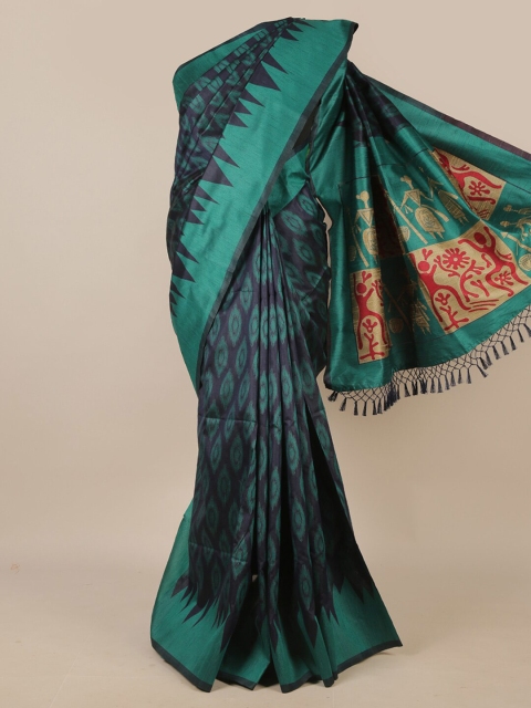 

Pothys Blue & Beige Ethnic Motifs Jute Silk Saree