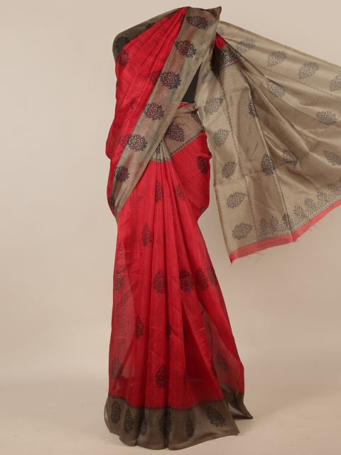 

Pothys Maroon & Grey Ethnic Motifs Saree