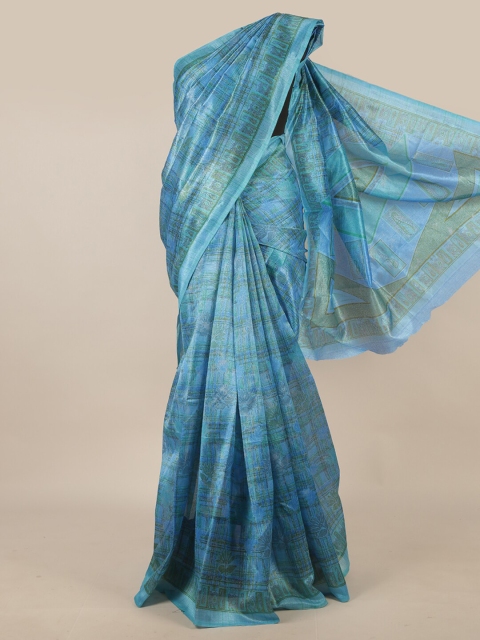 

Pothys Blue & Green Ethnic Motifs Printed Saree