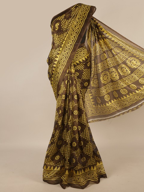 

Pothys Brown & Yellow Printed Saree