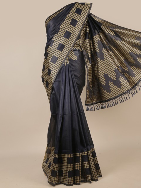

Pothys Blue & Gold-Toned Jute Silk Saree