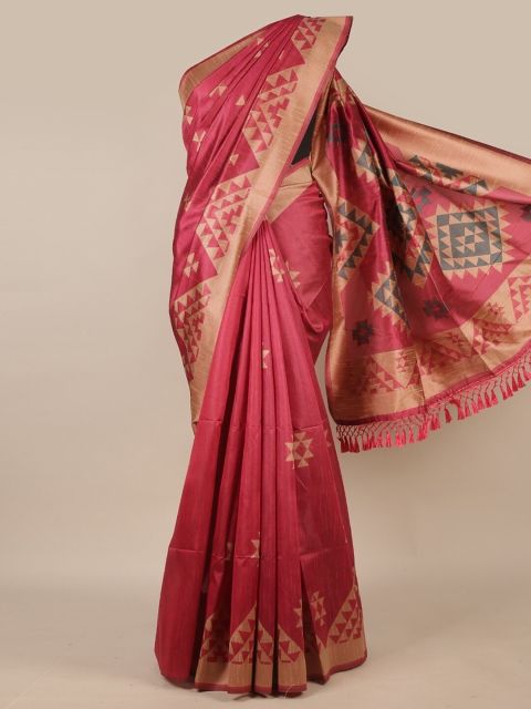 

Pothys Red & Beige Jute Silk Saree