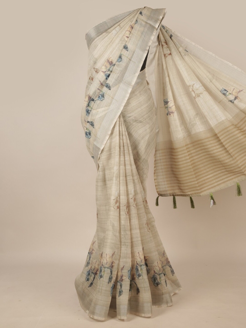 

Pothys Green & Beige Floral Saree