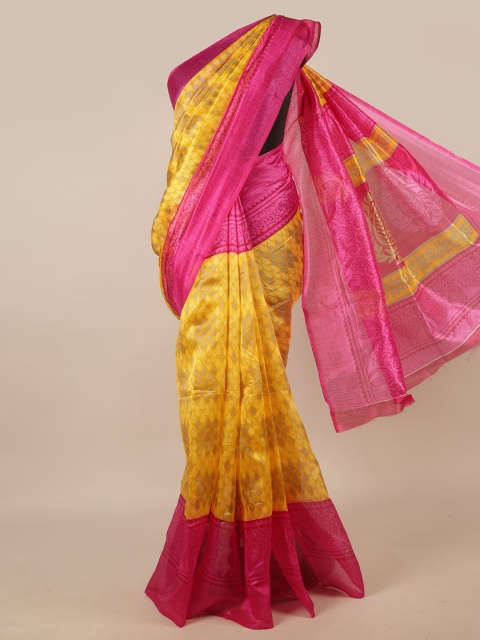 

Pothys Yellow & Fuchsia Ethnic Motifs Saree