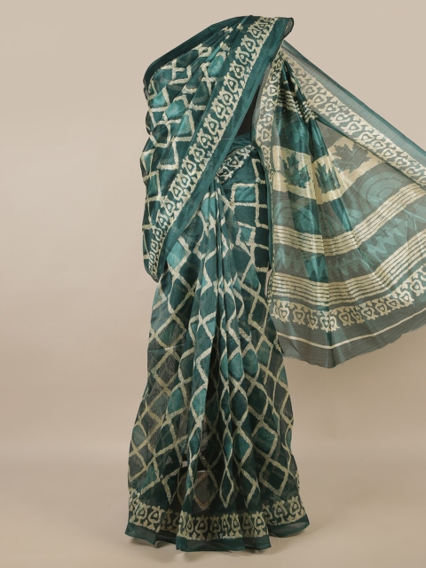 

Pothys Green & Beige Printed Saree