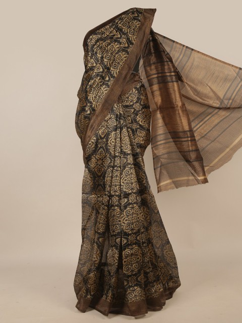 

Pothys Black & Beige Ethnic Motifs Printed Saree