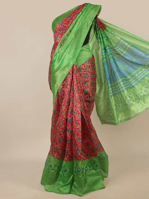 

Pothys Pink & Green Floral Printed Saree