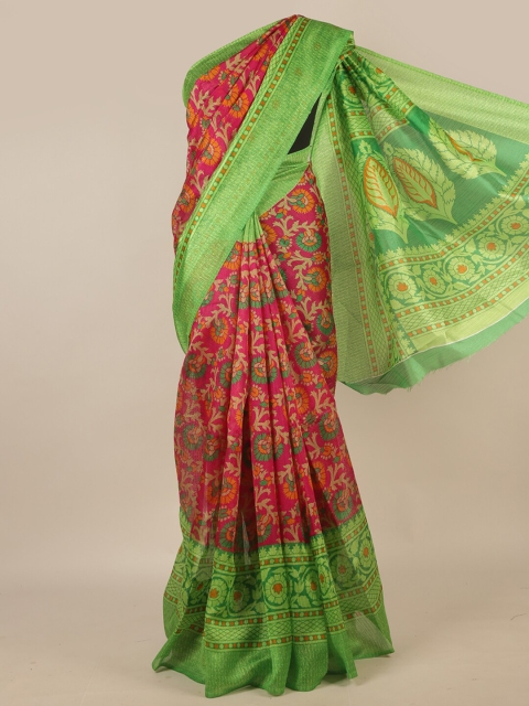 

Pothys Pink & Green Floral Printed Saree