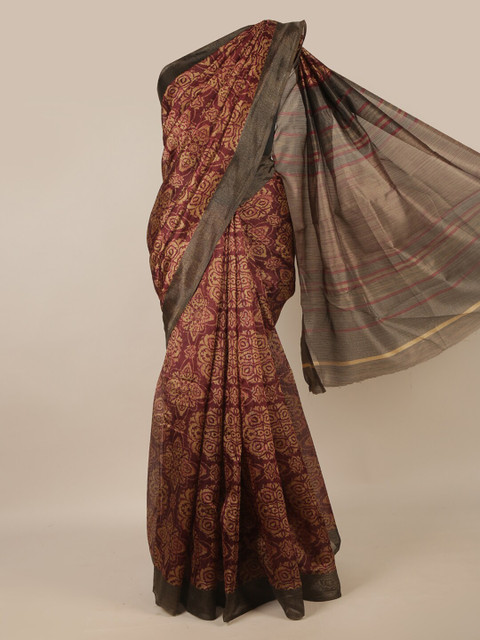 

Pothys Maroon & Yellow Ethnic Motifs Saree