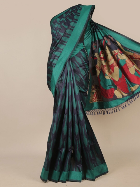 

Pothys Blue & Black Ethnic Motifs Printed Jute Silk Saree
