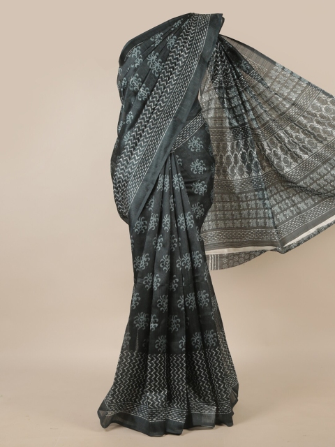 

Pothys Grey & Blue Ethnic Motifs Printed Saree