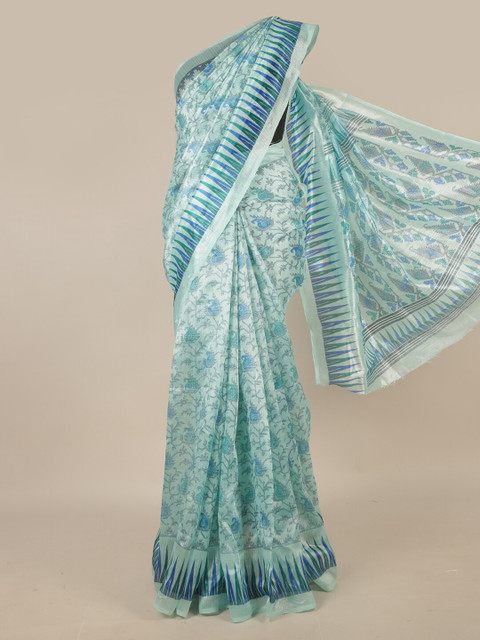 

Pothys Blue & Green Ethnic Motifs Saree