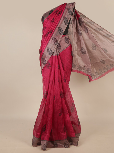

Pothys Pink & Brown Ethnic Motifs Printed Saree