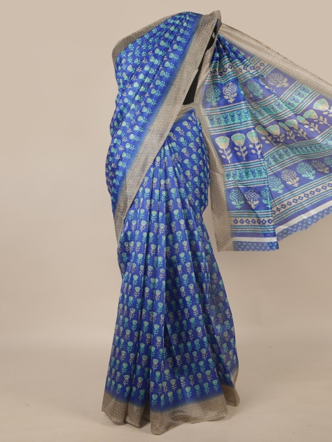 

Pothys Blue & Green Ethnic Motifs Printed Saree