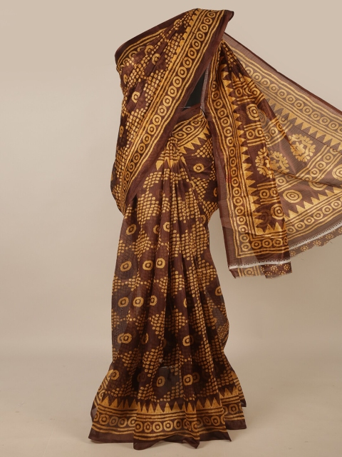 

Pothys Brown & Yellow Printed Saree