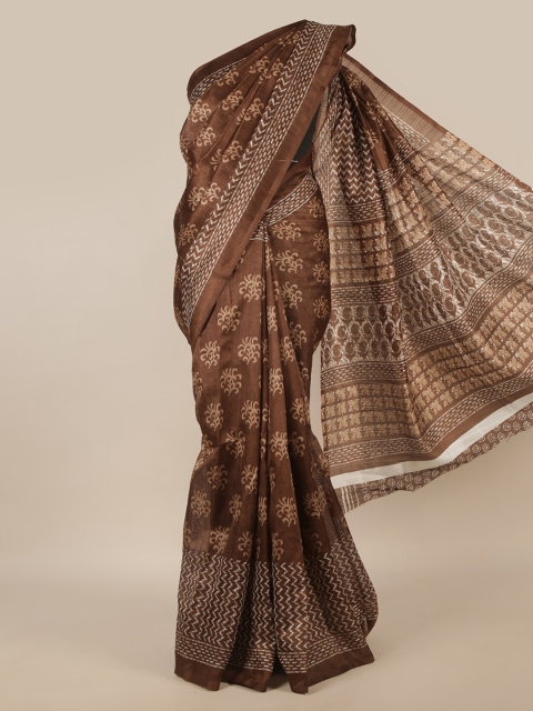 

Pothys Brown & White Ethnic Motifs Printed Saree