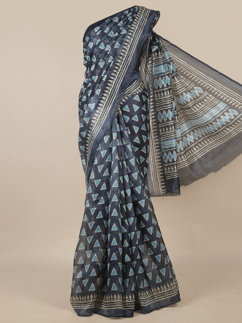 

Pothys Blue & Charcoal Ethnic Motifs Saree
