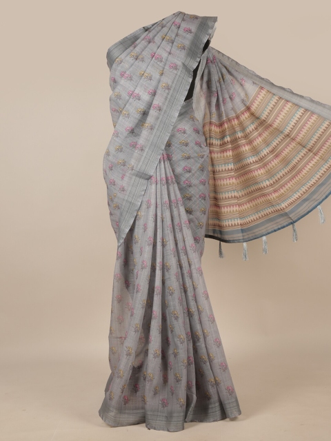 

Pothys Grey & Magenta Floral Saree