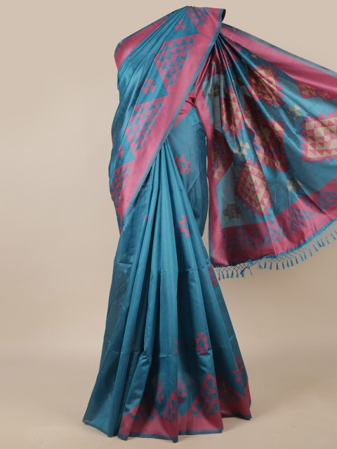 

Pothys Blue & Magenta Jute Silk Saree