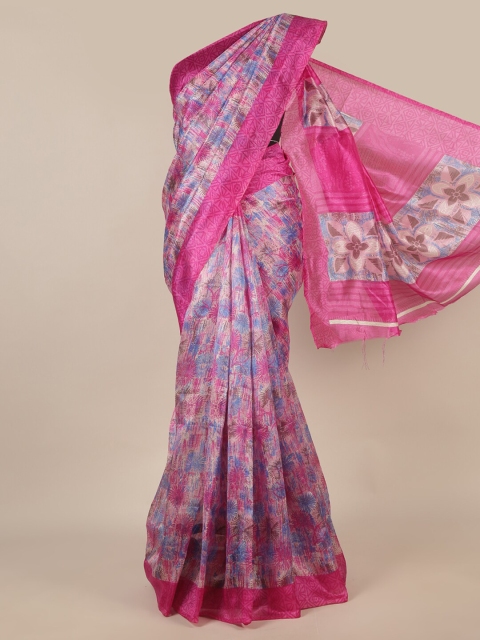 

Pothys Magenta & Blue Abstract Printed Saree
