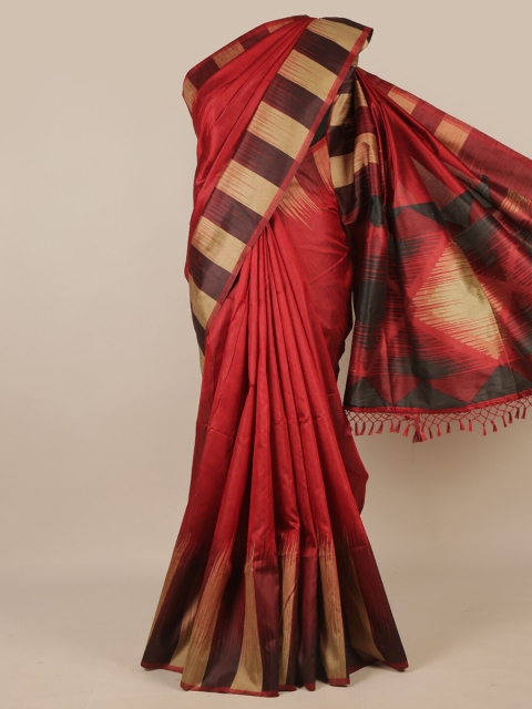 

Pothys Maroon & Brown Jute Silk Saree
