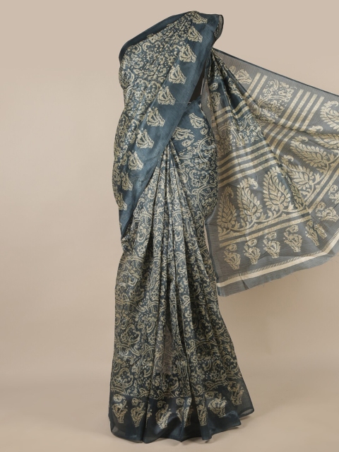 

Pothys Blue & Beige Ethnic Motifs Printed Saree