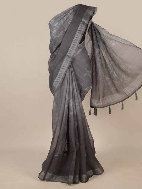 

Pothys Grey & Silver Woven Design Zari Saree