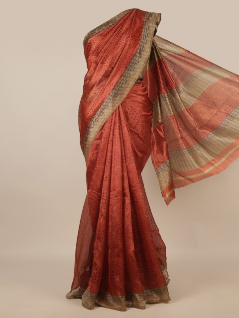 

Pothys Rust & Beige Warli Printed Saree