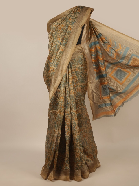 

Pothys Gold-Toned & Yellow Floral Saree