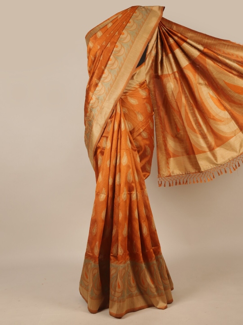 

Pothys Mustard & Gold Paisley Zari Jute Silk Saree
