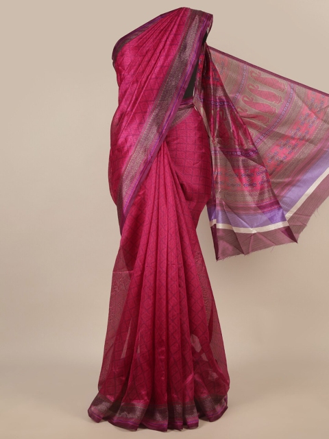 

Pothys Pink & Purple Geometric Printed Saree