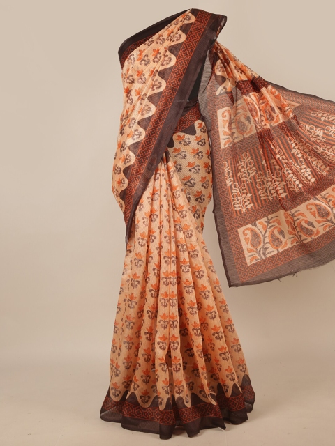 

Pothys Orange & Grey Ethnic Motifs Saree