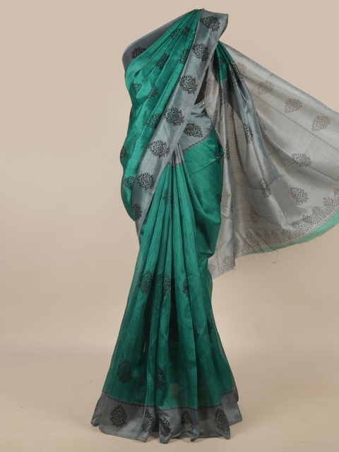 

Pothys Green & Grey Ethnic Motifs Saree