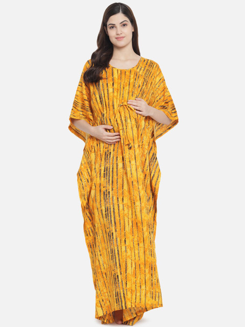

Aujjessa Yellow Maternity Kaftan Maxi Dress