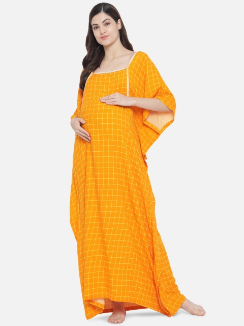 

Aujjessa Mustard Yellow Maternity Kaftan Maxi Dress