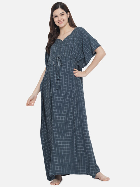

Aujjessa Grey Checked Maternity Maxi Dress