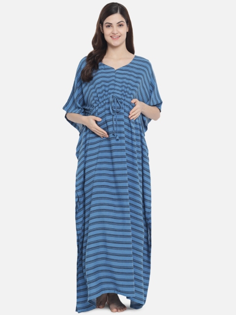 

Aujjessa Blue Striped Maternity Maxi Dress