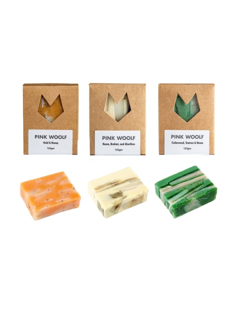 

PINK WOOLF Pack of 3 Organic Bath Soaps - 125 g, Multi