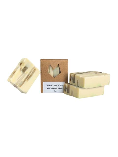 

PINK WOOLF Pack of 3 Neem, Brahmi, and AloeVera Organic Bath Soaps, Grey