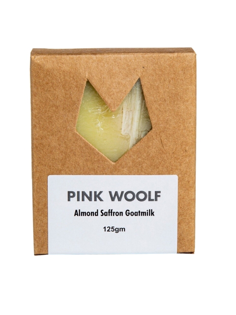 

PINK WOOLF Unisex Set of 3 Almond Saffron Goatmilk Organic Bath Soaps 375 g, Yellow