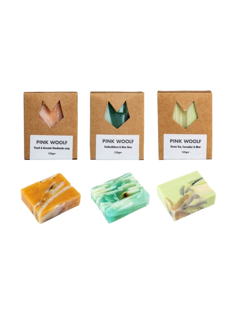 

PINK WOOLF Pack of 3 Organic Bathing Soaps - 125 g Each, Multi