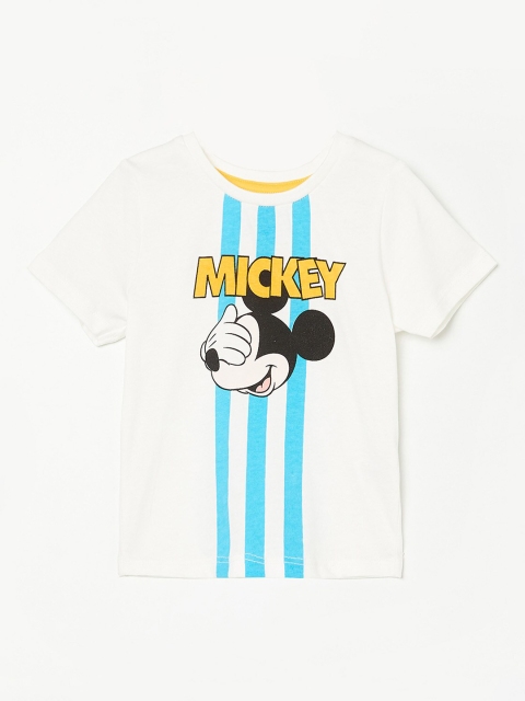 

Juniors by Lifestyle Boys Beige Mickey Mouse Printed Cotton T-shirt