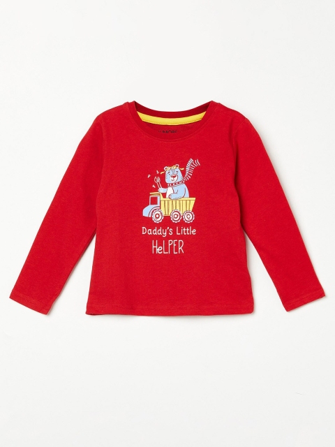 

Juniors by Lifestyle Boys Red & White Typography Printed T-shirt